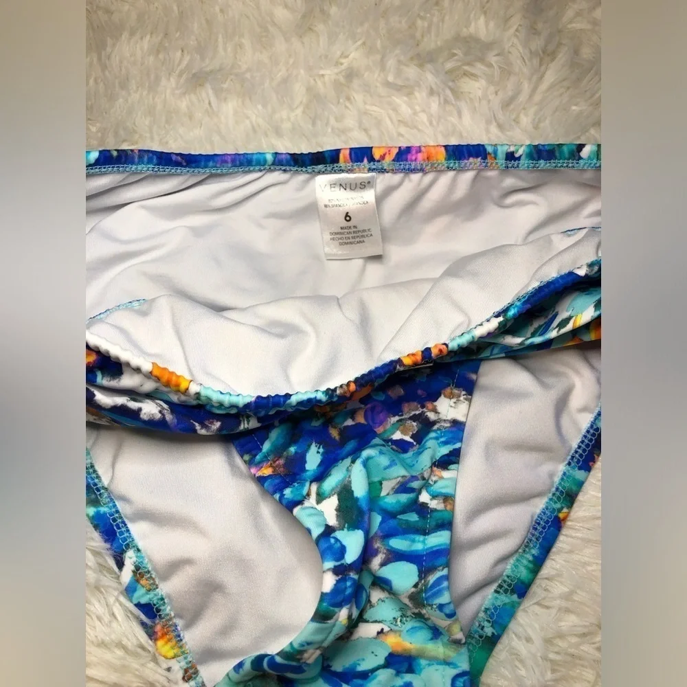 Colorful Water colors Blue Bikini Bottoms size 6